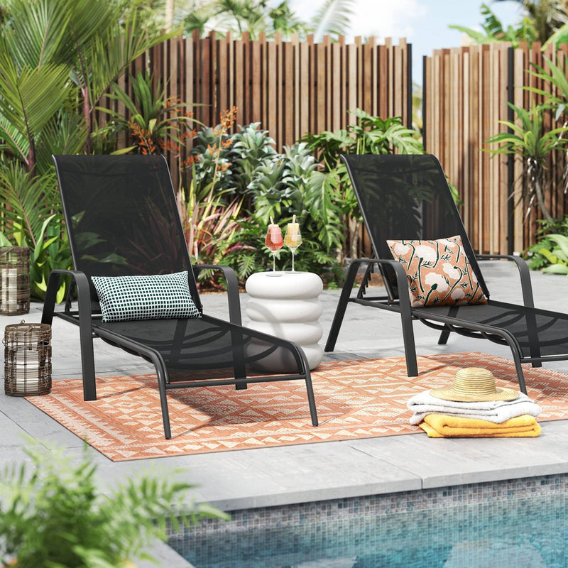 Sling Stacking Steel Outdoor Patio Chaise Lounge Black - Room Essentials (LOCAL PICKUP ONLY)