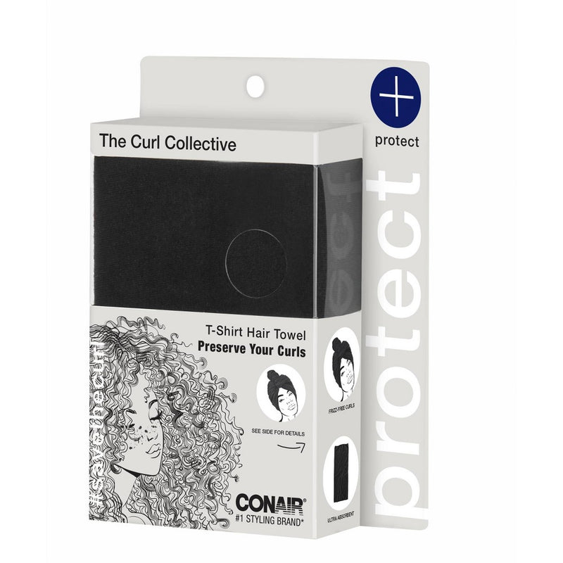 Conair Curl Collective Rectangular Ultra-Absorbent T-Shirt Hair Towel - Black