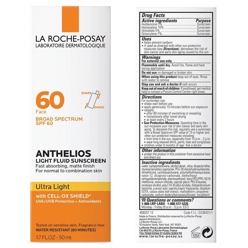La Roche Posay Anthelios Sunscreen- SPF 60 - 1.7 fl oz EXP:11/2025