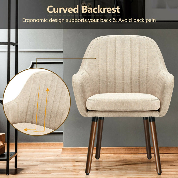 Costway Set of 2 Accent Chairs Fabric Upholstered Armchairs w/Wooden Legs Beige (LOCAL PICKUP ONLY)