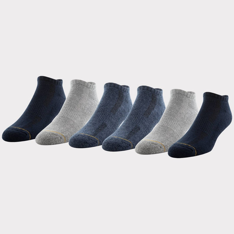Signature Gold by GOLDTOE Men's Modern Essential No Show Socks 6pk - Navy/Gray 6-12.5