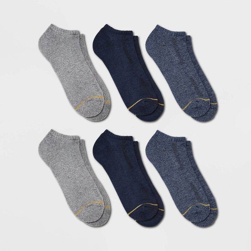Signature Gold by GOLDTOE Men's Modern Essential No Show Socks 6pk - Navy/Gray 6-12.5