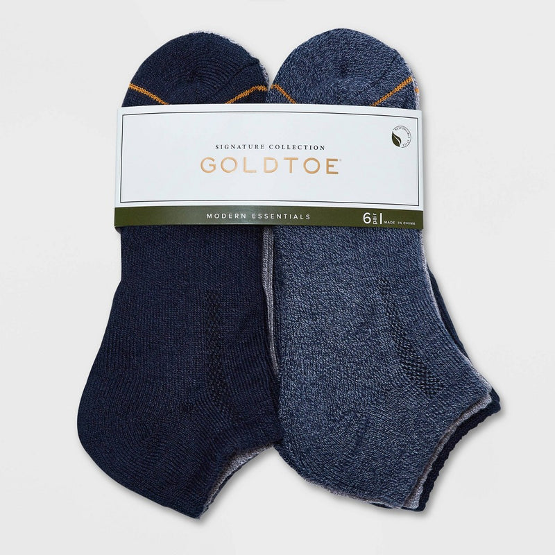 Signature Gold by GOLDTOE Men's Modern Essential No Show Socks 6pk - Navy/Gray 6-12.5