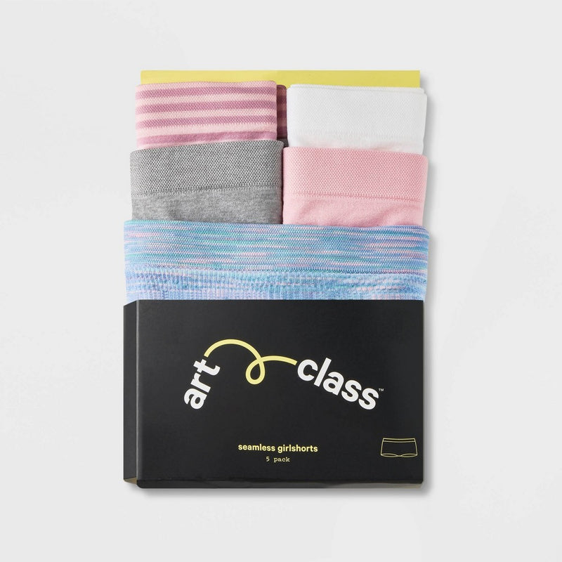 Girls' 5pk Seamless Boy Shorts - art class Pink L