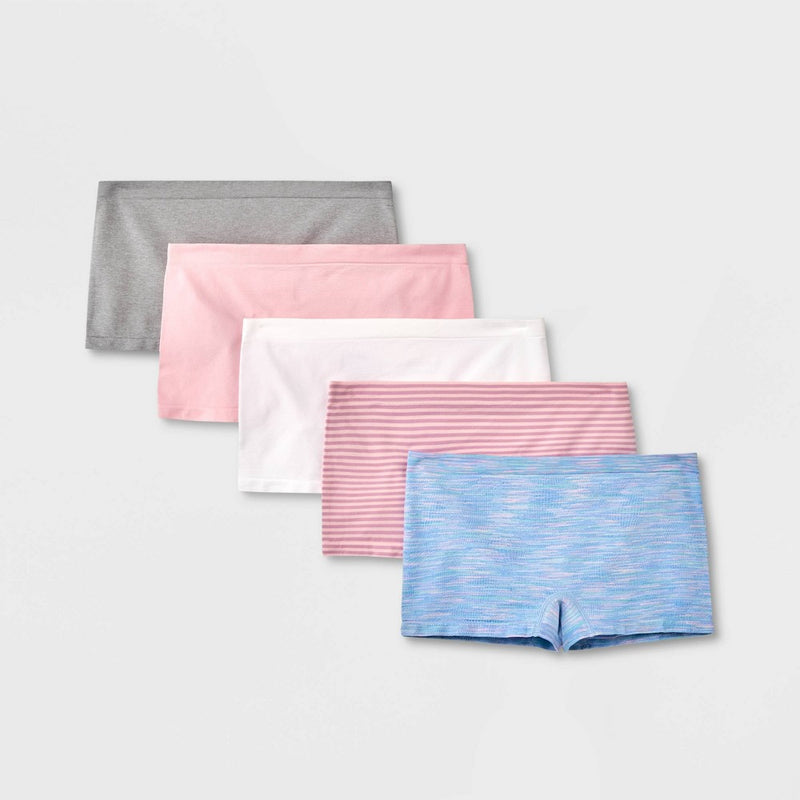 Girls' 5pk Seamless Boy Shorts - art class Pink L