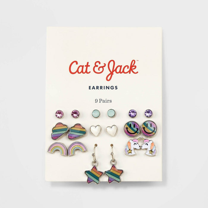 Girls' 9pk Unicorn and Star Drop Earring Set - Cat & Jack
