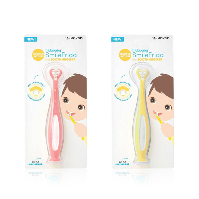 Frida Baby SmileFrida Toddler Toothbrush - Yellow/Pink - 2pk