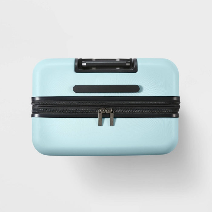 Hardside Large Checked Suitcase Muddy Aqua - Open Story