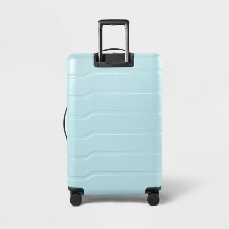 Hardside Large Checked Suitcase Muddy Aqua - Open Story (LOCAL PICKUP ONLY)
