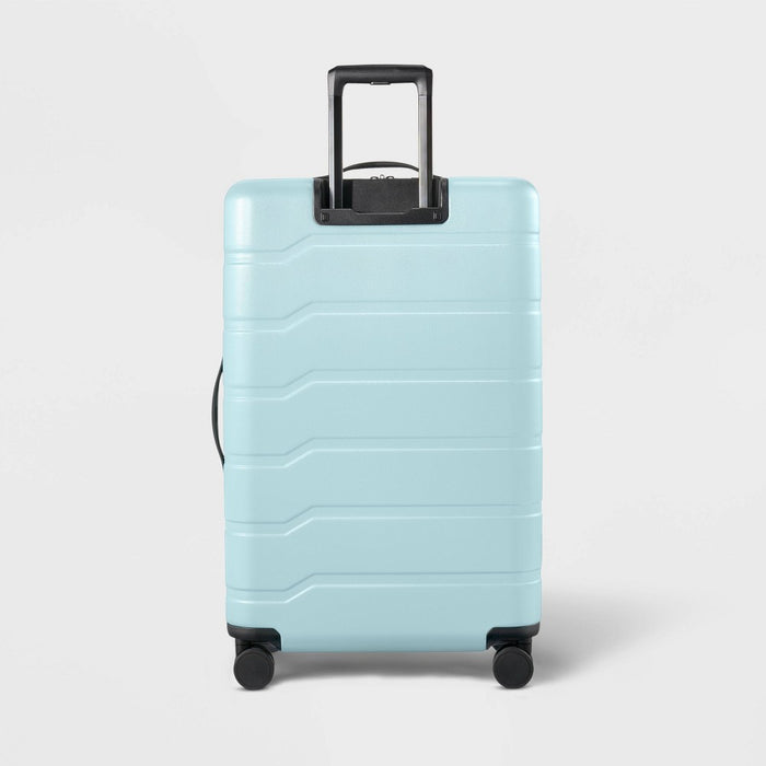 Hardside Large Checked Suitcase Muddy Aqua - Open Story