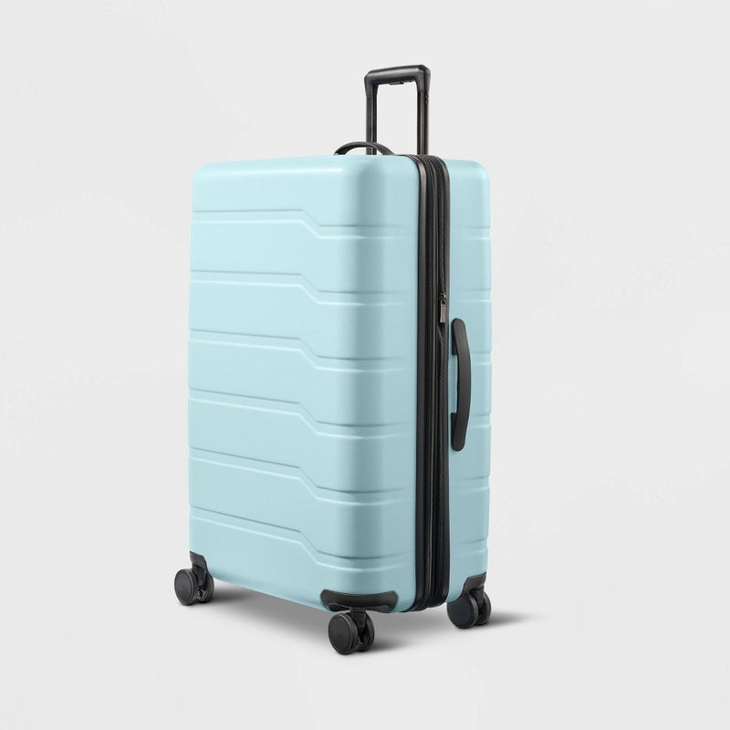 Hardside Large Checked Suitcase Muddy Aqua - Open Story (LOCAL PICKUP ONLY)
