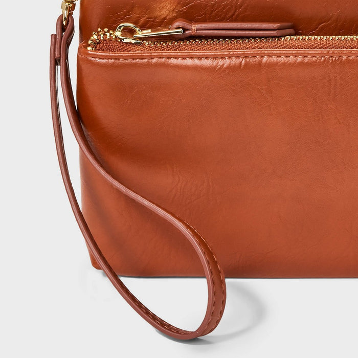 Double Zip Pouch Wristlet - Universal Thread Brown