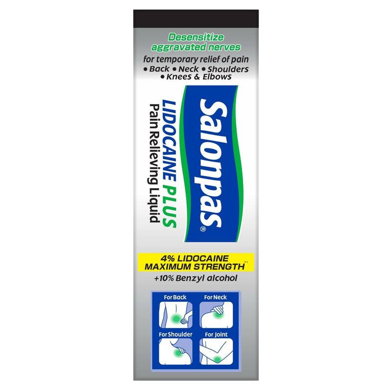 Salonpas Lidocaine Plus Pain Relieving Liquid Roll-On - No Mess Applicator - 3 fl oz