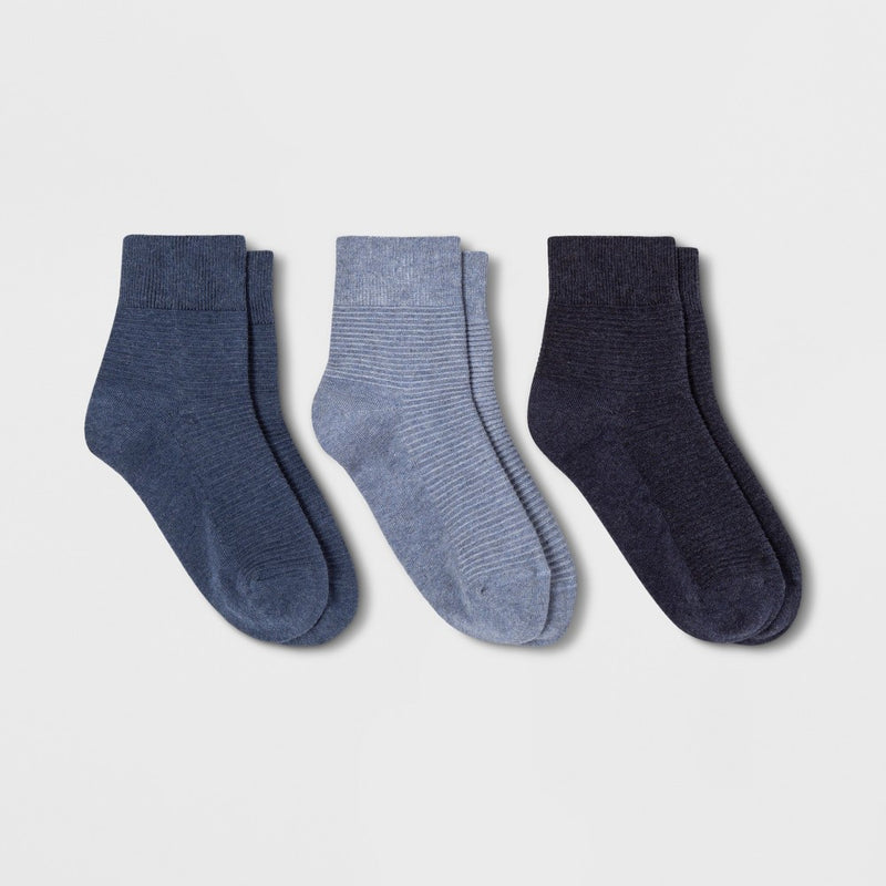 Women's Garter 3pk Stitch Ankle Socks - Universal Thread Assorted Colors 4-10