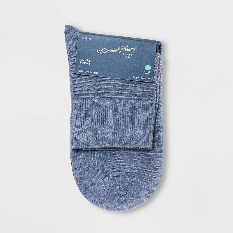 Women's Garter 3pk Stitch Ankle Socks - Universal Thread Assorted Colors 4-10