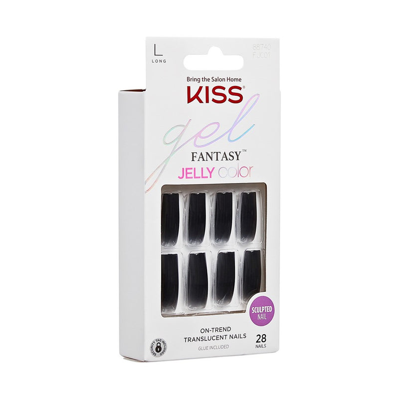 KISS Products Gel Fantasy Jelly Color Sculpted Long Square Translucent Fake Nails - Jelly Gelee - 31ct
