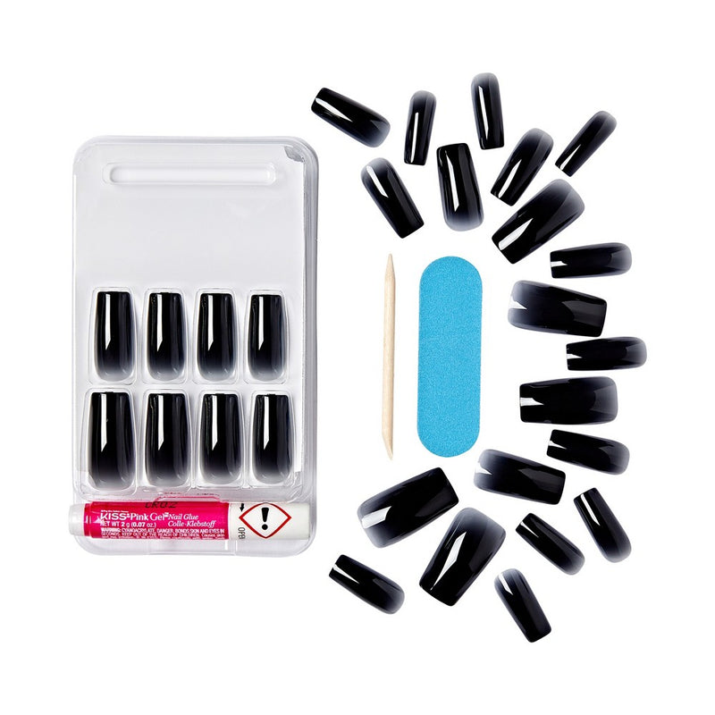 KISS Products Gel Fantasy Jelly Color Sculpted Long Square Translucent Fake Nails - Jelly Gelee - 31ct