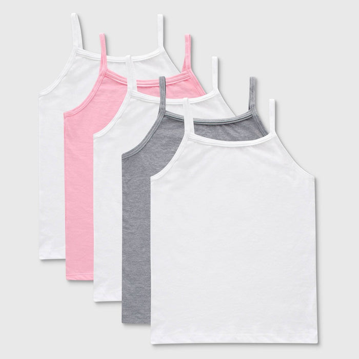 Hanes Girls' 5pk Camisole - White/Gray/Pink L
