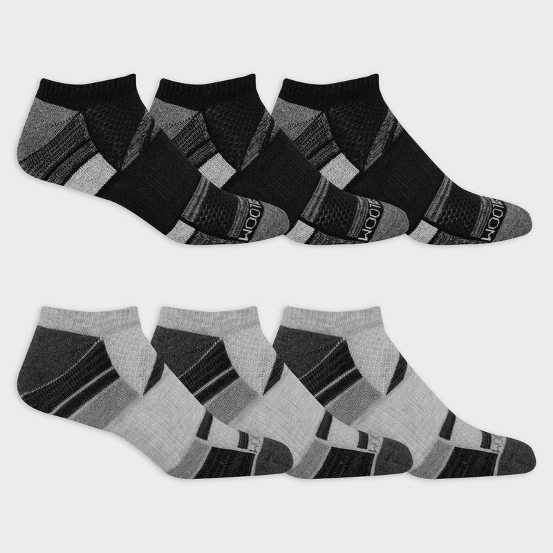Fruit of the Loom Men's 6pk Breathable Performance No Show Socks - Black 6-12