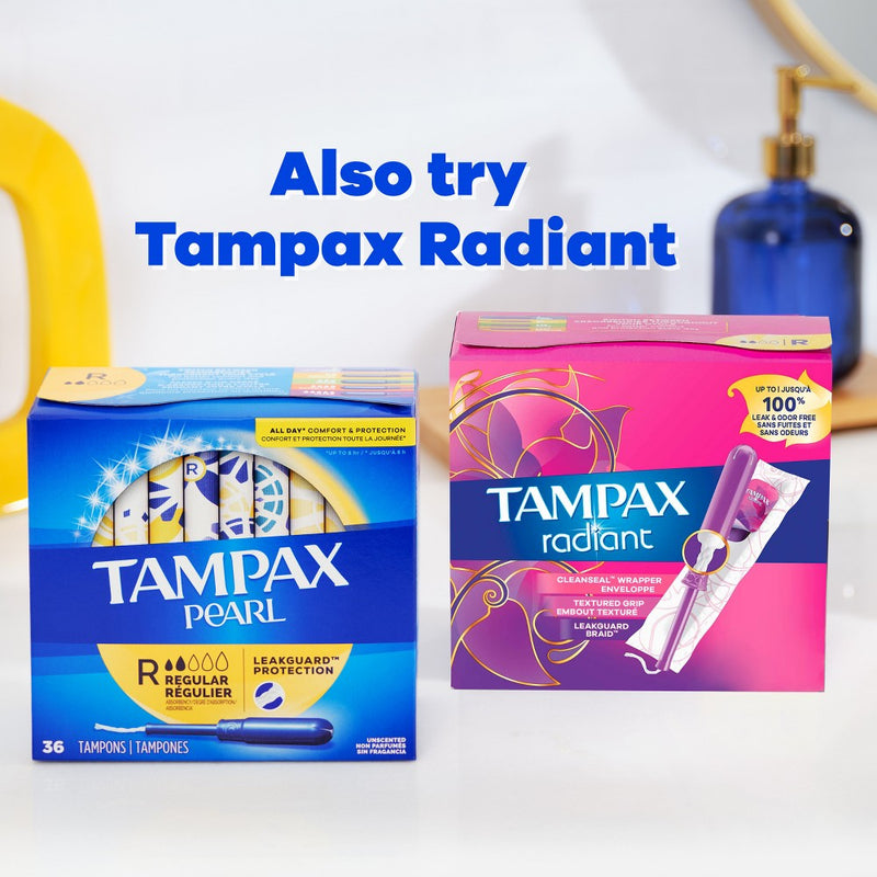 Tampax Pearl Light Absorbency Plastic Applicator and LeakGuard Braid Tampons - Unscented - 50ct