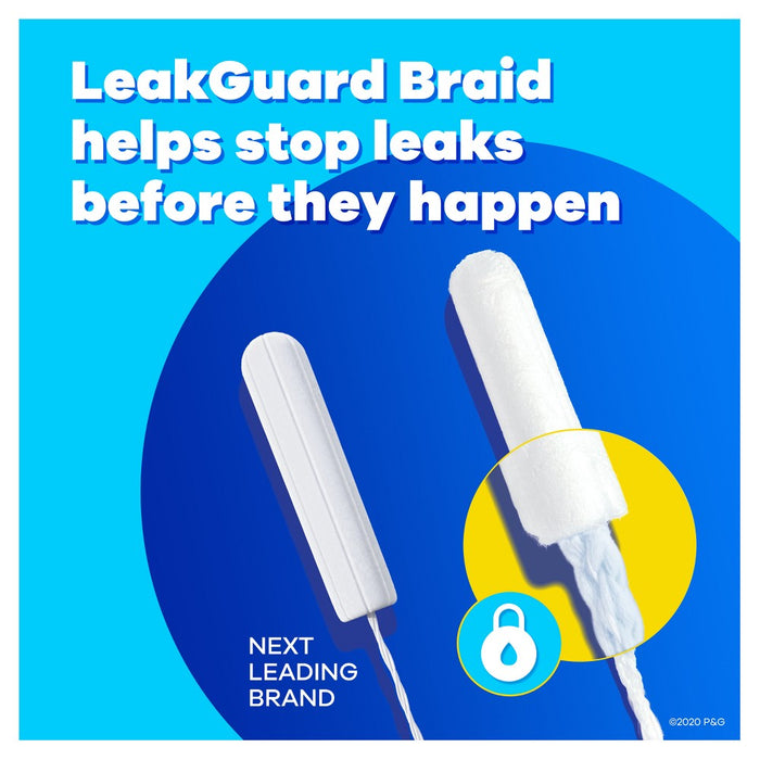 Tampax Pearl Light Absorbency Plastic Applicator and LeakGuard Braid Tampons - Unscented - 50ct