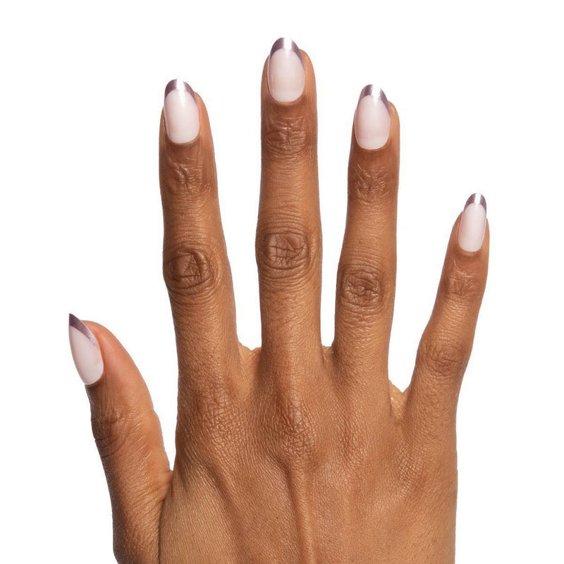 Olive & June Press On Fake Nails - Oval Medium - Metallic French Lilac Shimmer - 42ct: Long-Lasting, Salon-Quality, Non-Toxic Glue Adhesive