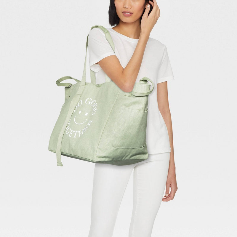 Smiley Face Print Web Tote Handbag - Universal Thread Green (LOCAL PICKUP ONLY)