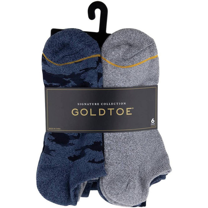 Signature Gold by GOLDTOE Men's Repreve 6pk Socks - Gray/Blue/Black 6-12.5