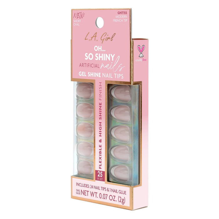 L.A. Girl Artificial Nail Tips- Oh So Shiny - Modern French Tip - 25ct