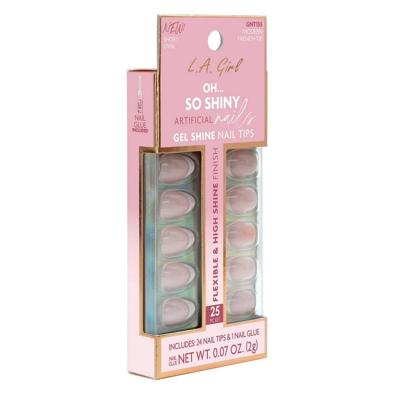 L.A. Girl Artificial Nail Tips- Oh So Shiny - Modern French Tip - 25ct
