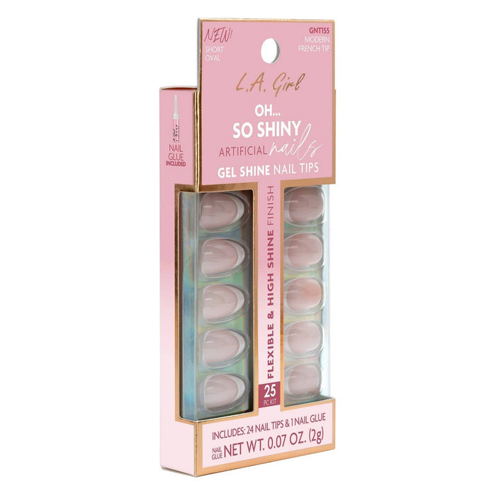 L.A. Girl Artificial Nail Tips- Oh So Shiny - Modern French Tip - 25ct