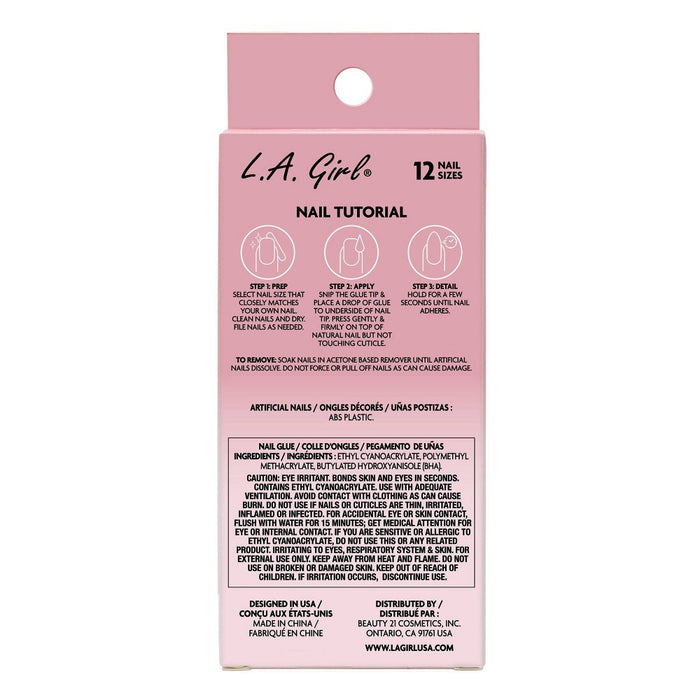L.A. Girl Artificial Nail Tips- Oh So Shiny - Modern French Tip - 25ct