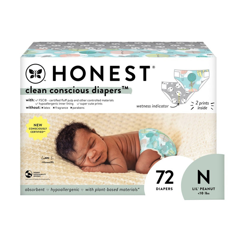 The Honest Company Clean Conscious Disposable Diapers Pandas & Above It All - Size Newborn - 72ct