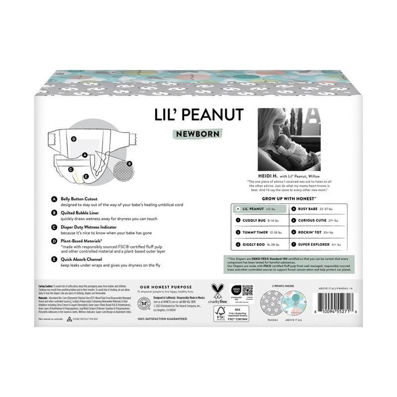 The Honest Company Clean Conscious Disposable Diapers Pandas & Above It All - Size Newborn - 72ct