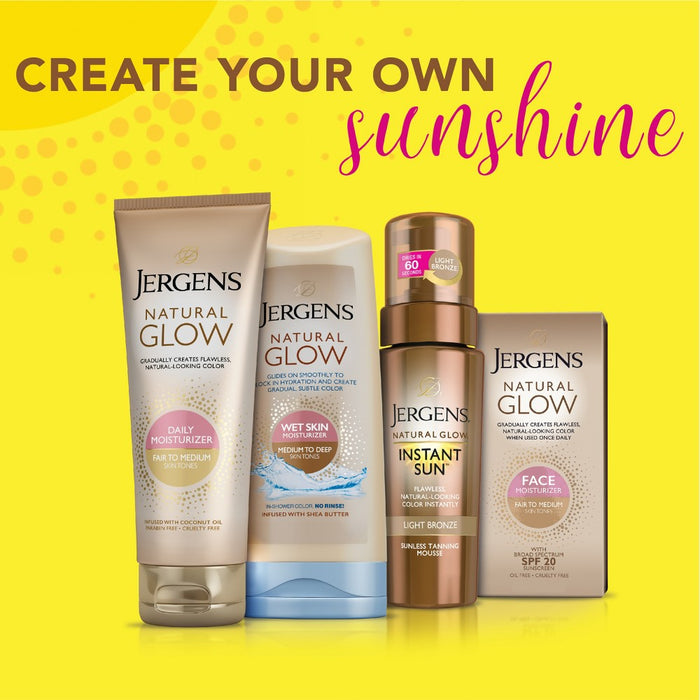 Jergens Natural Glow Wet Skin Moisturizer, In-Shower Self Tanner Body Lotion, Fair To Medium Tone - 7.5 fl oz