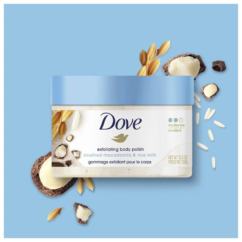 Dove Crushed Macadamia & Rice Milk Exfoliating Body Scrub - 10.5 oz