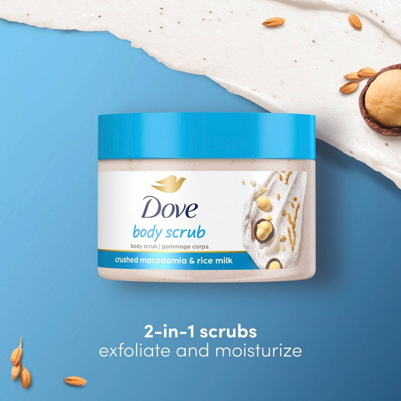 Dove Crushed Macadamia & Rice Milk Exfoliating Body Scrub - 10.5 oz