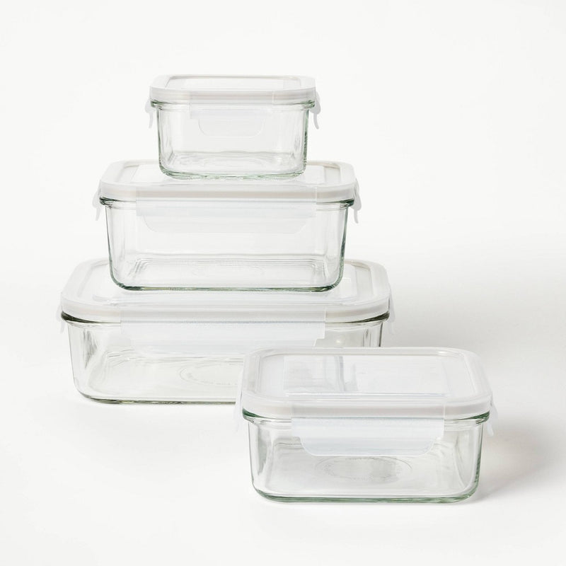 8pc (Set of 4) Glass Food Storage Container Set Clear - Figmint