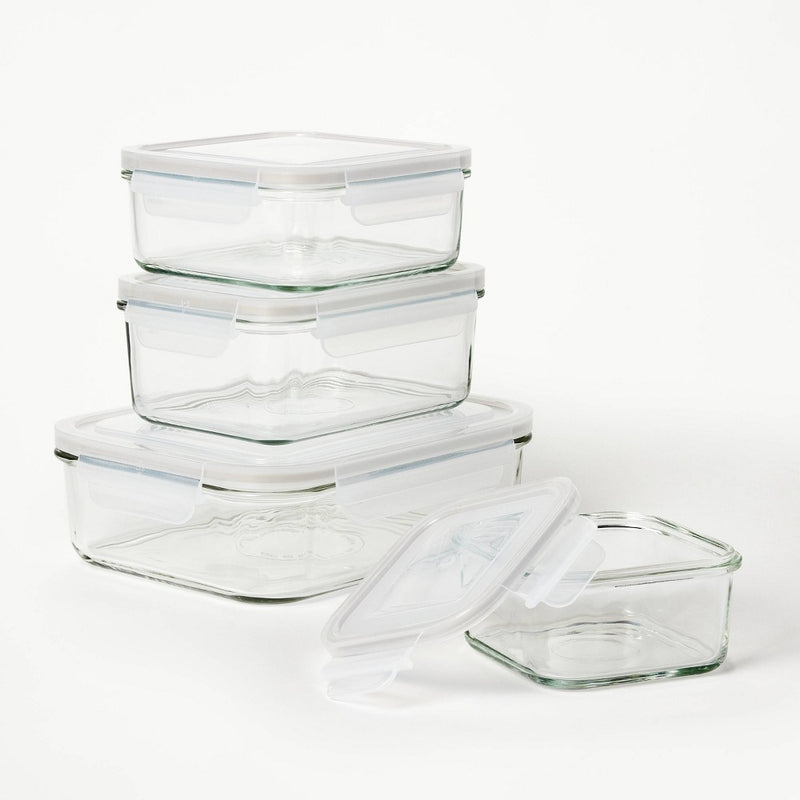 8pc (Set of 4) Glass Food Storage Container Set Clear - Figmint