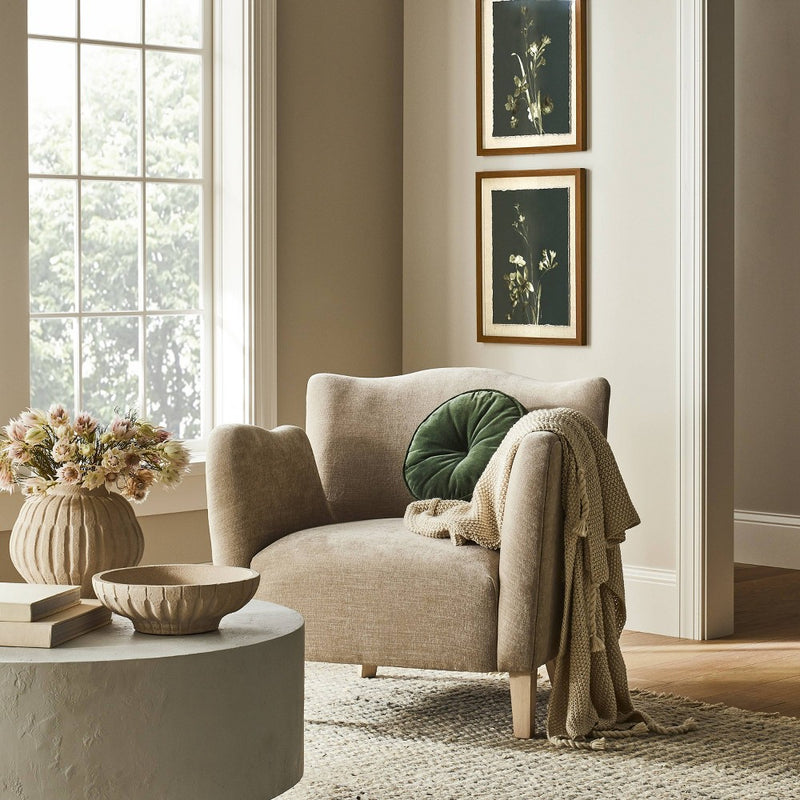Wing Arm Accent Chair Velvet Beige (KD) - Threshold designed with Studio McGee (LOCAL PICKUP ONLY)