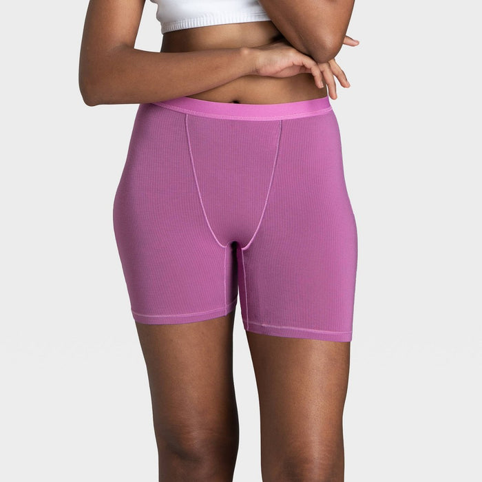 Fruit of the Loom Women's 3pk Comfort Supreme Ribbed Boxer Briefs - Navy Blue/Gray/Magenta 9