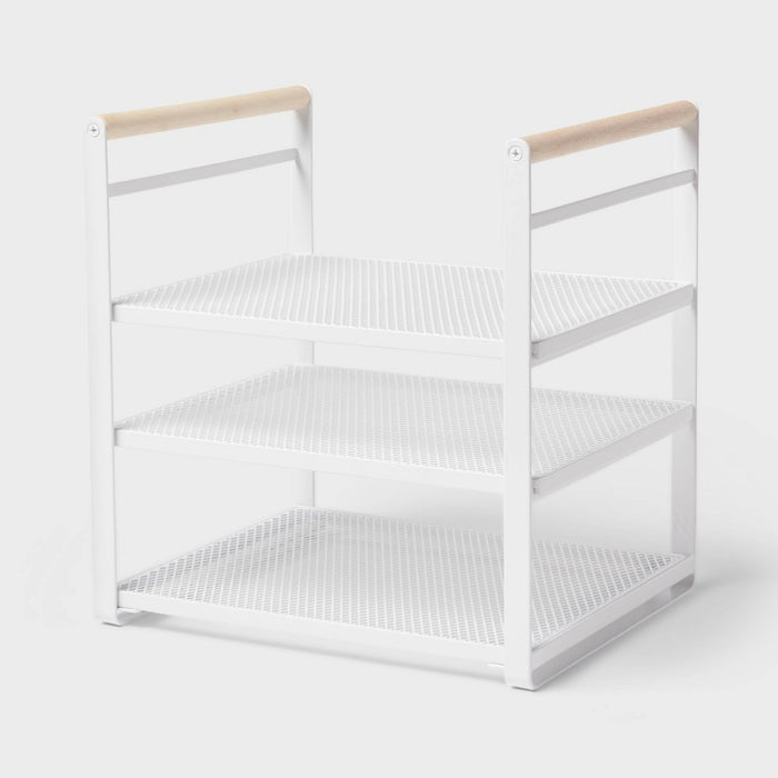 Metal 3-Tier Adjustable Shelf Box Organizer White - Brightroom