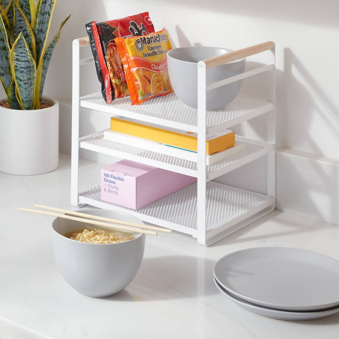 Metal 3-Tier Adjustable Shelf Box Organizer White - Brightroom