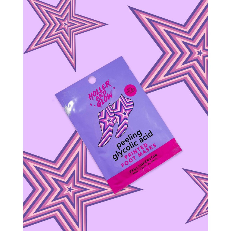 Holler and Glow Pedi Superstar Peeling Glycolic Acid Foot Mask - 1.35 fl oz