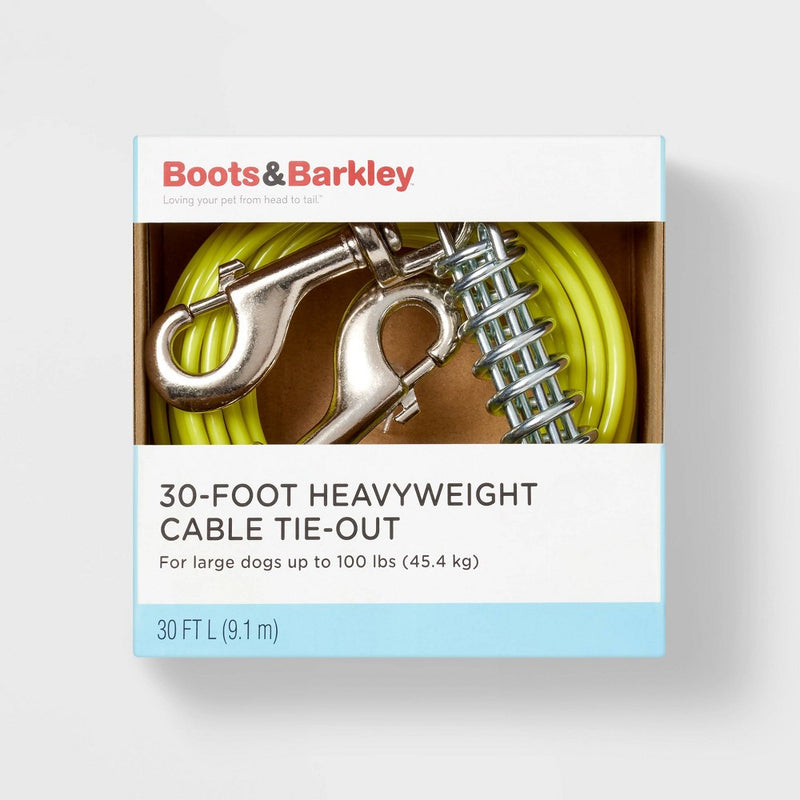 Heavyweight Cable Tie-Out for Dogs - 100lbs - 30ft - Boots & Barkley