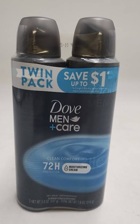 Dove Men+Care 72-Hour Clean Comfort Dry Spray  - 3.8oz/2ct. EXP: 01/27