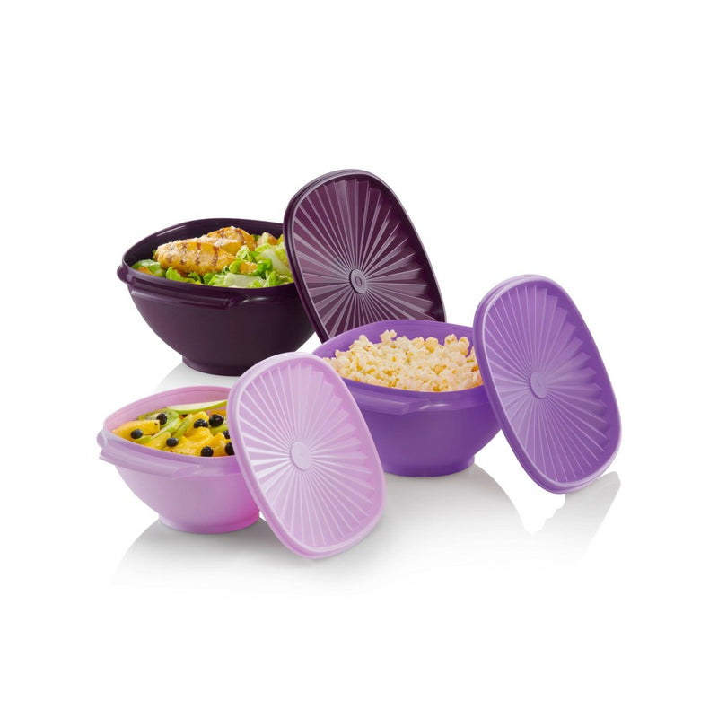 Tupperware Heritage 3pc Plastic Food Storage Container Set Purple