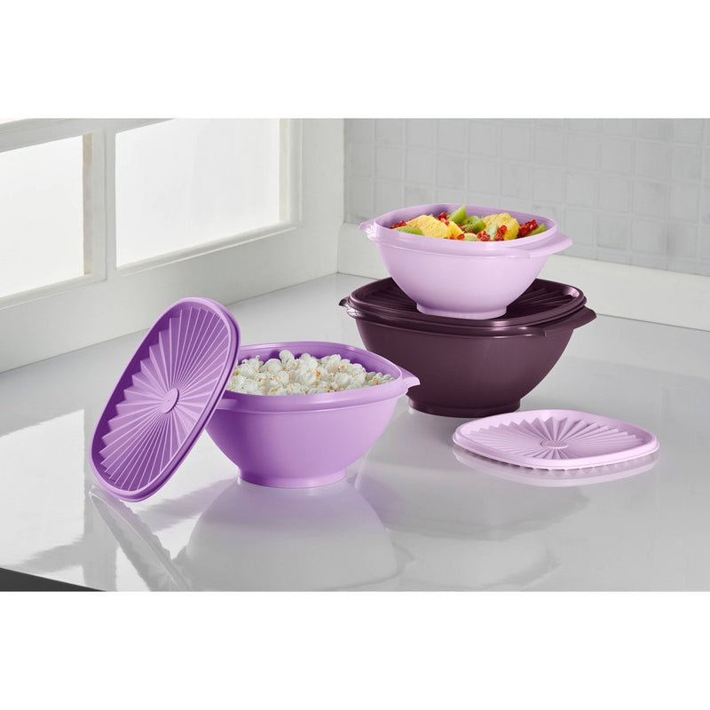 Tupperware Heritage 3pc Plastic Food Storage Container Set Purple