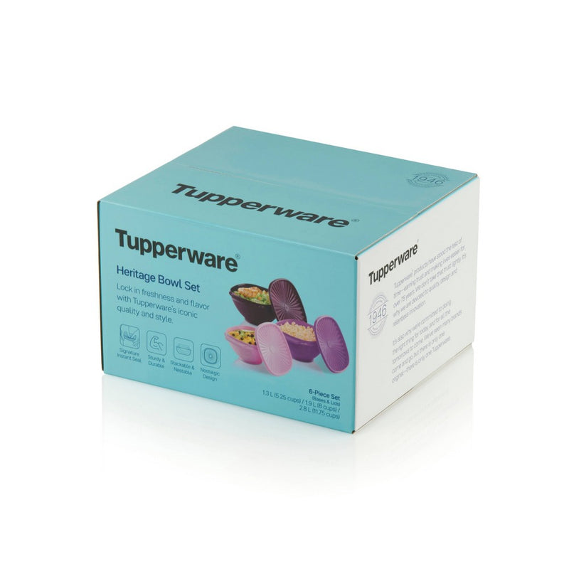 Tupperware Heritage 3pc Plastic Food Storage Container Set Purple