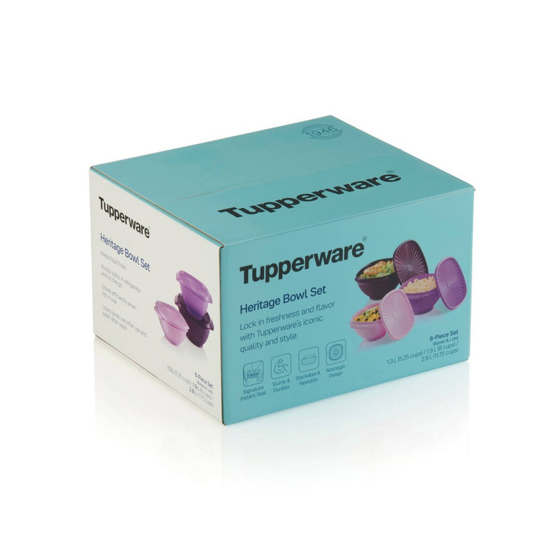 Tupperware Heritage 3pc Plastic Food Storage Container Set Purple